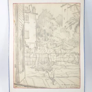 Giorgio Matteo Aicardi pencil landscape Italy scene 20th Century Italian #11 - Picture 1 of 7