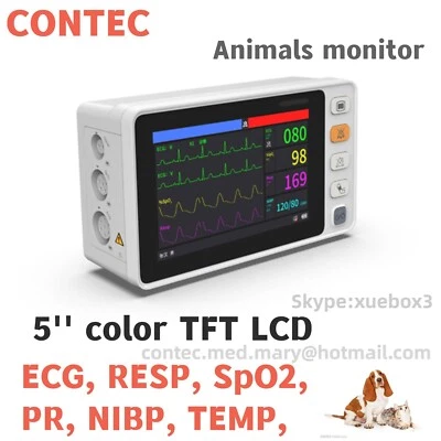 CON-TEC VET Patient Monitor Vital Signs ECG NIBP SPO2 PR RESP TEMP Handheld Portable
