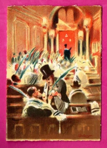 JEWISH SYNAGOGUE Aravin and Man VINTAGE POSTCARD 930 - Picture 1 of 2