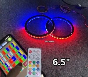 Pair 6.5" Bluetooth Remote CHASING Flow LED 1/2"Spacer Subs Speaker Rings Lights - Foto 1 di 19