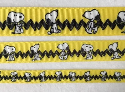 Dog yellow black Grosgrain ribbon by the yard 3/8" 5/8" 7/8" Chevron - Image 1 of 2