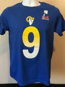 NFL Super Bowl LVI Los Angeles Rams Nike Two Sided Youth Tee #9 Stafford Size YL - Picture 1 of 6