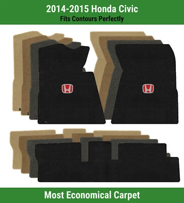 Alfombrillas delanteras y traseras Lloyd Velourtex para Honda Civic '14-15 con Honda H rojo sobre negro Foto 1 de 4