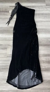 Abito monospalla Lauren Ralph Lauren nero velluto taglia 6 foderato seta formale - Foto 1 di 5