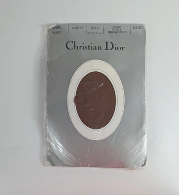 Vintage Christian Dior High Rise Panty Sandalfoot Hosiery Nylons Size 2 Suntan - Image 1 of 4