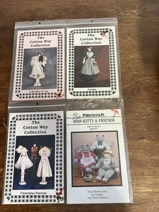 Lot of 4 Vintage Sewing Patterns Cotton Way Dolls Fabricraft Miss Kitty Friends - Picture 1 of 6