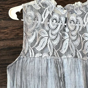 H Trend Gray Silk & Lace Top Sheer Overlay Fairy Coquette Whimsygoth Italy / M - Picture 1 of 9