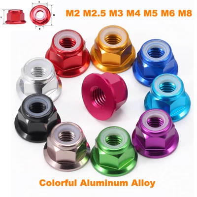 bunte Aluminiumlegierung Sechskant Flansch selbstsichernde Muttern Nylon Mutter - Bild 1 von 4