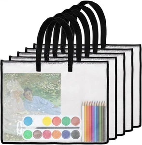 Jucoan 5 Pack 19x25 Art Portfolio Bags, Large Clear Portfolio Folder for Artwork - Picture 1 of 7