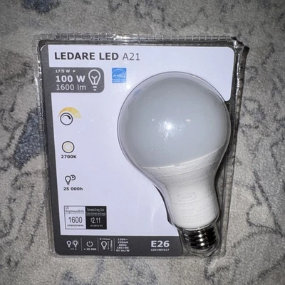 IKEA LEDARE LED bulb E26 800 lumen, DIMMABLE/globe opal white, A19, 2700 K NEW - Image 1 of 2