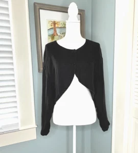 Krista Larson Black Linen Bolero Jacket - Picture 1 of 6