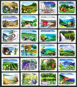 FRANCE 2009 Flora, Flowers FLORE DES REGIONS Used set 24 diferent stamps  - Picture 1 of 1