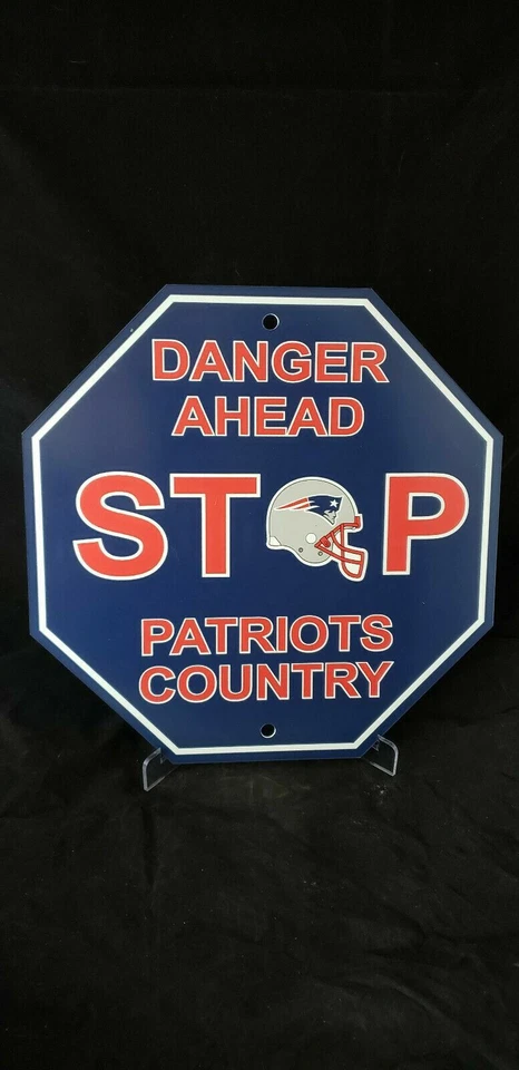 NEW ENGLAND PATRIOTS DANGER Sign 12x12 Plastic Stop Style PATRIOT COUNTRY - Image 1 of 1