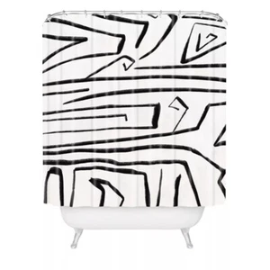 Viviana Gonzalez Modern Improvisation Shower Curtain Black & White 69" x 72" - Picture 1 of 5