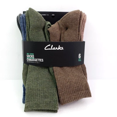 Clarks Para Hombres Talla 7-12 Multicolor Vestido Informal Calcetines Crew Paquete de 6 CJMS128 Foto 1 de 4