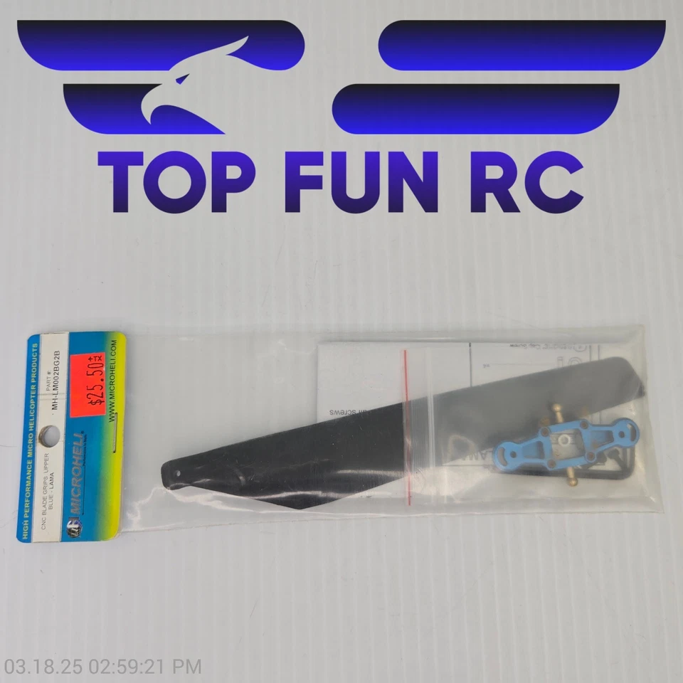 Microheli MH-LM002BG2B CNC Blade Grips-Upper Blue-Lama - Image 1 of 1