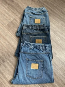 Vintage Haband Casual Joe Jeans Men’s 38XS Lot Of 3 Elastic Dark/Light BlueDenim - Picture 1 of 15