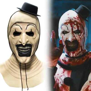 Sombrero Negro Joker Máscara Aterrador Arte El Payaso Cosplay Máscara de látex Accesorios de Halloween - Imagen 1 de 7
