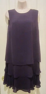 $ 125 Ralph Lauren Damen lila Krepp Etuikleid abgestufter Saum ärmellos Kleid neu mit Etikett Größe 8 - Bild 1 von 4