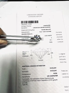 3.03 Cts Round Cut E VS1 Lab Grown CVD Diamond Ring Solitaire 14k White Gold - Picture 1 of 9