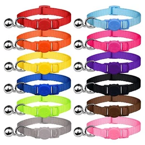Uteuvili 12 PCS Breakaway Cat Collars with Bell Colorful Soft Safety Buckle C... - Picture 1 of 7