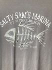 Men’s salty Sam’s Marina Fort Myers Beach bad to the bone gray T-shirt size 2 XL