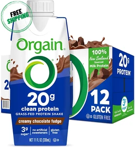 Orgain Clean Protein Shake Grass Fed Creamy Chocolate Fudge 11 Fl Oz Pack*12 - Picture 1 of 8