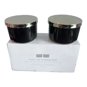 Z Gallerie Storage Duo Set Of 2 Ceramic Canisters Metal Lids 2.5x4 in 8.4oz NEW - Picture 1 of 9