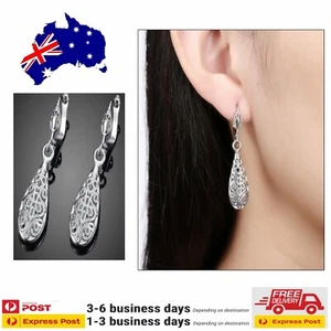 Women Filigree 18K White Gold Filled Drop Earring - Picture 1 of 7