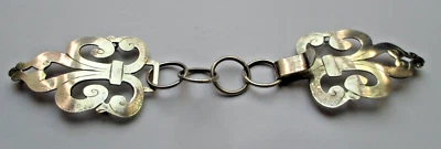 Ancienne superbe Attache argenté boucle ceinture gilet cape accessoire vintage 4 - Photo 1/3