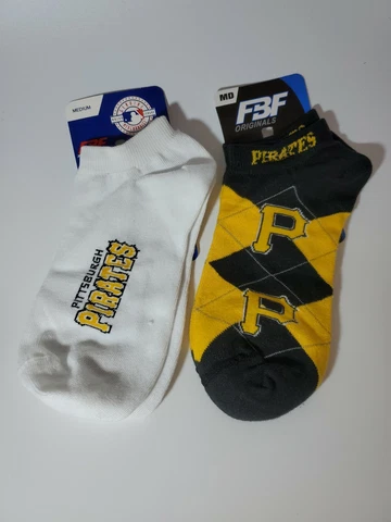 2 PAIR MLB Pittsburgh Pirates No Show Socks Size Medium 5-10 NEW Cover