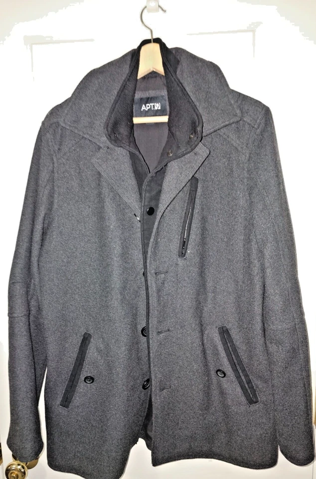 New PEACOAT Gray APT.9 Men's Double Breasted Wool Blend - Size M - Image 1 of 1