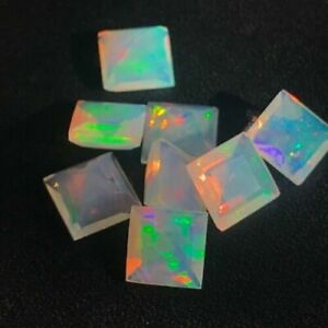 Natural Ethiopian Fire Opal 3X3 mm - 10X10 mm SQUARE FACETED CUT Loose Gemstone