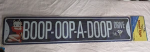 Betty Boop blue 5" X 24" metal street sign BOOP-OOP-A-DOOP new old stock - Imagen 1 de 11