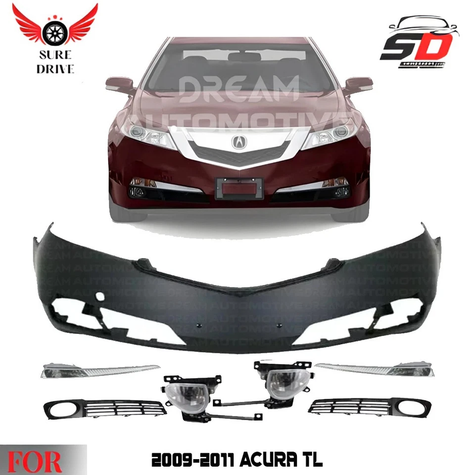 Front Bumper Cover Fascia & Fog Light Assembly Kit For 2009-2011 Acura TL Foto 1 de 4