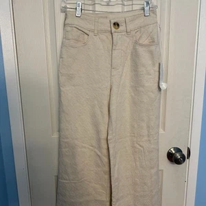NWT Pilcro Cream Textured High Rise Slim Jeans | Size 25 | Anthropologie Denim - Picture 1 of 6