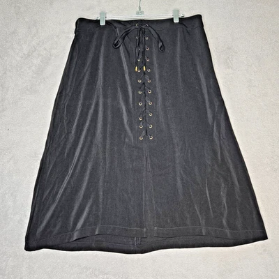 Saia lápis Monroe & Main feminina grande preta com cadarço nova com etiquetas escritório gótico - Imagem 1 de 4