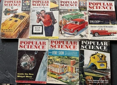 Vintage POPULAR SCIENCE MAGAZINES Lot Of 7 Issues, 1950-1956 Automobiles Ads Foto 1 de 4