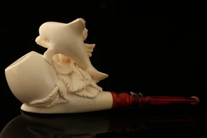 srv Dolphin and Angel by Cevher Block Meerschaum Pipe with case 15374 - Picture 1 of 11
