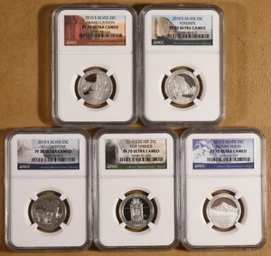 2010 Silver Proof ATB National Park Quarters All Certified NGC PF 70 Ultra Cameo - Picture 1 of 2