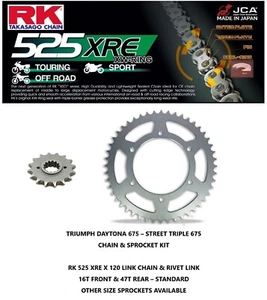Triumph 675 DAYTONA - Kit de cadena y piñón de anillo X 16/47 RK - Imagen 1 de 2