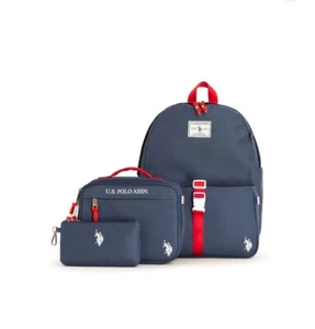 U.S. Polo Assn. Mochila resistente al agua para niños, bolsa de almuerzo y estuche para lápices, azul marino - Imagen 1 de 6