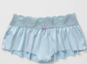 Anthropologie Höschen M SAMANTHA CHANG Sky Boyshorts Satin Spitze rosa Schleife neu mit Etikett - Bild 1 von 4