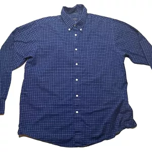 Blue Check Dockers Battery Street Long Sleeve Dress Shirt Men L Stretch Classic - Picture 1 of 6