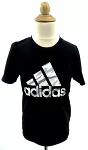 Adidas Kids T-Shirt Black Size 6 Short Sleeve Boys, - Picture 1 of 7