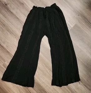 American Rag Black Large Pants Elastic Waist Lace Lounge Wide-Leg High Rise  - Picture 1 of 7