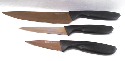 Juego de cuchillos Sharper Image bronce recubiertos de titanio 3 piezas  Foto 1 de 4