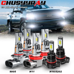 For Chevy Silverado 1500 2007-2015 - 6x 6000K LED Headlight Hi/Lo&Fog Bulbs Kit - Picture 1 of 17