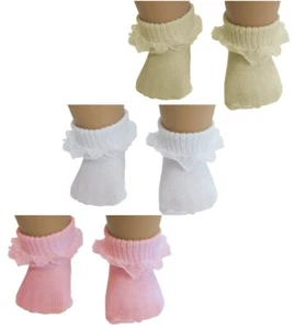 Weiß rosa oder ecru Fußkettchen Socken mit Spitze passt 18" American Girl Größe Puppe - Bild 1 von 6