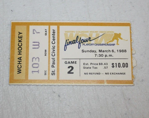 WCHA Final Four Hockey Ticket Stub | March 6 1988 | Wisconsin Badgers Cover